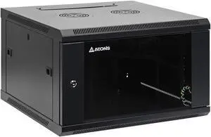 6U Professional Wall Mount Network Server Cabinet Enclosure 19-Inch Server Network Rack with Glass Door Black (Fully Assembled)