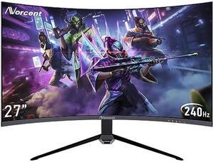 Norcent 27-inch FHD VA Gaming Curved Monitor with Rainbow Lights, 240Hz Refresh Rate, Eye Care 1080P Display, FreeSync G-Sync Compatible, 1ms DisplayPort, HDMI, DP and Speakers