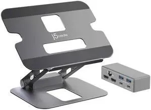 J5create JTS427 Multi-Angle Dual 4K HDMI Docking Laptop Stand with USB-C 100W PD Pass Through (USB-C Dock w/ 4K HDMI, 2 x USB-A, USB-C Host, USB-C PD)