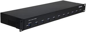 SEDNA - 19 Inch 1U Rack Mount 10 Port USB 3.2 Gen II Hub (10Gbps) with 5V 10A AC/DC Adapter