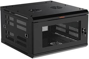 ECHOGEAR 6U Network Rack - Enclosed Wall Mount Rack Kit Includes 2X 1U Shelves, Pre-Mounted Fan, Lockable Door & Hardware - 600mm Depth Fits All Your AV Gear