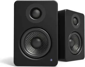Kanto YU2MB PC Gaming Desktop Speakers | 3" Composite Drivers | 3/4" Silk Dome Tweeter | Class D Amplifier | 100 Watts | Built-in USB DAC | Subwoofer Output | Pair | Matte Black