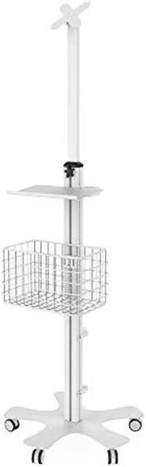 Medical Floor Stand - CTA Adjustable Mobile Floor Stand with VESA Plate, Basket, Keyboard Tray, Navigation Handle, & Interior Cable Routing System - Compatible with Paragon Enclosures (ADD-MFS)