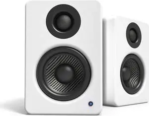 Kanto YU2MW PC Gaming Desktop Speakers | 3" Composite Drivers | 3/4" Silk Dome Tweeter | Class D Amplifier | 100 Watts | Built-in USB DAC | Subwoofer Output | Pair | Matte White