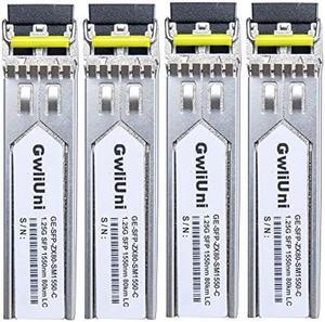 4Pcs 80km SFP 1.25G Single Mode Fiber Module Network Transceiver, 1550nm, Duplex LC for Cisco, Netgear, MikroTik, Ubiquity, DLink etc,