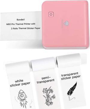 Phomemo M02 Pro Mini Bluetooth Thermal Pocket Printer with 3 Rolls Adhesive White/Transparent/Semi-Transparent Paper, Compatible with iOS + Android for Plan Journal, Study Notes, DIY, Work, Gift