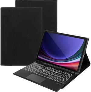 SaharaCase Protection Bluetooth Keyboard Case with TrackPad for Samsung Galaxy Tab S9 [Shockproof Bumper] Heavy Duty Rugged Protection Antislip Integrated Kickstand - Black
