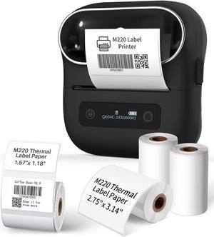 Phomemo M220 Label Maker - 3.14 Inch Barcode Printer - Portable Bluetooth Sticker Maker Machine, Thermal Printer for Address, Mailing, Small Business, wiith 3 Rolls 2.75'' x 3.14'' Labels