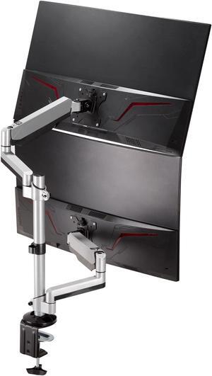 AVLT Dual 17"-32" Stacked Monitor Arm Desk Mount fits Two Flat/Curved Monitor Full Motion Height Swivel Tilt Rotation Adjustable Monitor Arm - Extra Tall/VESA/C-Clamp/Grommet