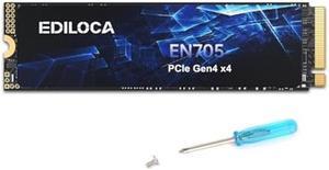 Ediloca EN705 SSD 2TB PCIe Gen4, NVMe M.2 2280, 3D NAND TLC, Up to 4800MB/s, Internal Solid State Drive, Dynamic SLC Cache, Compatible with PS5, Laptops and PC Desktops