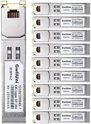 10Pcs 1.25Gbps RJ45 Copper SFP, 10/100/1000Base-T transceiver Module 100m for Switch, Router, Firewall, Network Card, Media Converter etc
