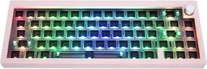 SUEHIODHY CIDOO V65 V2 Hot Swappable Mechanical Keyboard Kit, 65% Gasket Mount Aluminum CNC Casing with VIA Programmable Volume Knob Gaming Keyboard for Win/Mac (Pink)