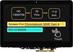 11.6" LCD Touch Screen Replacement Digitizer Assembly for Lenovo Yoga Chromebook 300E Gen 4 82W2 82W3 5D11C95909 5D11C95908 5D11C95910 5D11C95911 5D11C95912 5D11C95913 (HD 1366 * 768)