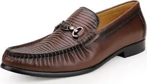 Mens Brown Dress Shoes Featuring Hand Finishes, Classic Loafers Leather Slip-on Penny Party Wedding Shoes for Men
