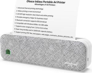 Ofeace Portable Printer Wireless for Travel, Bluetooth Thermal Printer, Support 8.5x11 & A4 Thermal Paper, Compatible with Android and iOS Phone & Laptop, Mobile Inkless Printer