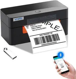 vretti Bluetooth Thermal Label Printer - 4x6 Shipping Label Printer for Shipping Packages & Small Business - Wireless Label Printer Compatible with iPhone Android Window Mac USPS UPS