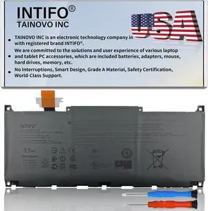 INTIFO 55Wh MN79H Laptop Battery Compatible with Dell XPS 13 Plus 9320 Series Notebook XPS9320-7523BLK-PUS XPS9320-7585SLV-PUS J7H5M 0J7H5M NXRKW 0NXRKW [11.55V 4524mAh 3-Cell]