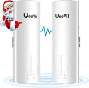 UeeVii CPE450 Wireless Bridge,5.8G 100Mbps Access Point to Point WiFi Bridge Outdoor to Shop Barn Garage Building,Plug and Play,3KM Long Distance,14dBi Antenna,24V PoE Injector,2 RJ45 LAN Port,2PCS