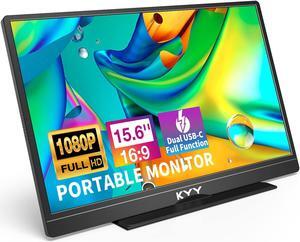 KYY Portable Monitor Latest 15.6'' FHD 1080P USB-C HDMI Laptop Monitor w/Smart Cover Bag & Dual Speakers, External HDR Computer Screen, Travel Gaming Monitor for PC MAC Phone Xbox PS4/5 Switch