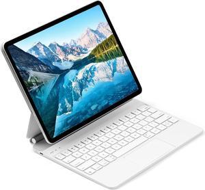 ESSAGER iPad Keyboard Case with Trackpad for iPad Pro 12.9 Inch 6/5/4/3 Gen, iPad Case with Keyboard with Kickstand, Multi-Touch Trackpad, Bluethooth Wireless Keyboard Case for iPad Pro 12.9"(White)