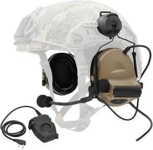 TSVISIONCORE COMTA 2 Tactical Headset with U94 PTT 2pin,for Airsoft,Hunting,Outdoor,Noise Canceling Headphones (Tan)