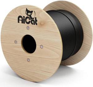 AiCat Cat6 Outdoor Ethernet Cable Direct Burial Unshielded Riser CMX Rated 500ft, UV Resistant 23AWG Solid Bare Copper, 550MHz, UL Listed, Twisted Pair UTP, Waterproof, Bulk Ethernet Cable - Black