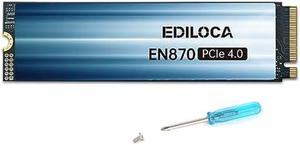 Ediloca EN870 SSD 2TB PCIe Gen4, Up to 7450MB/s, 3D TLC NAND Flash, NVMe M.2 2280, Dynamic SLC Cache, Internal Solid State Drive, Compatible with PS5 and PC