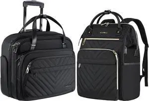 VANKEAN Rolling Laptop Bag for Women Laptop Backpack Bundle