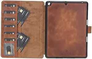 Venito Parma Magic Tablet Wallet Compatible with iPad 10.2, 2019 (7th Generation)- Handmade Leather Folio Stand Case (Antique Brown)
