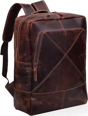 Vintage Leather Backpack For Men 16" Laptop Bag Large Capacity Business Travel Hiking Shoulder Daypacks Business Office Brown (Laptop Backpack 3)