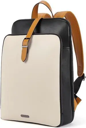 CLUCI Leather Backpack for Women, 15.6 inch Laptop Bag, Large Genuine Work Backpack Travel Back
