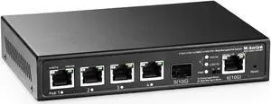 MokerLink 4 Port 2.5G PoE Managed Switch with 1 Port 10G Ethernet Port, 1 Port 10G SFP+ Slot, IEEE8023af/at PoE 65W, Metal Web Managed Fanless Small Network Switch