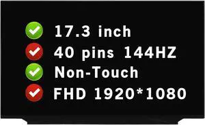 BTSELSS B173HAN04.0 LCD Screen for ASUS ROG Strix G17 G713 G713I G713Q G713IH G713IM G713IR G713QM G713QR Display Panel Replacement 17.3" 40 Pins 144 Hz FHD 1080P