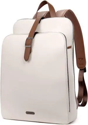 CLUCI Leather Backpack for Women, 15.6 inch Laptop Bag, Large Genuine Work Backpack Travel Back