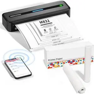 Itari Portable Printer Wireless for Travel with 2 Rolls of Thermal Printer Paper 8.5 x 11 US Letter for M08F M832 Portable Printer