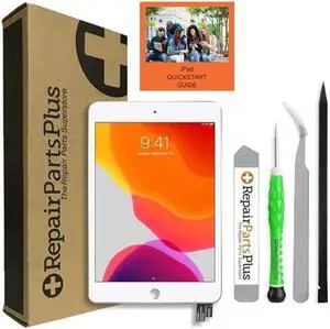 Repair Parts Plus for iPad Mini 5-5th Generation Screen Replacement LCD Display and Glass Touch Digitizer Premium Kit (7.9", Silver/Gold, A2126 | A2124 | A2133) + Sleep/Wake Sensor + Guide - White