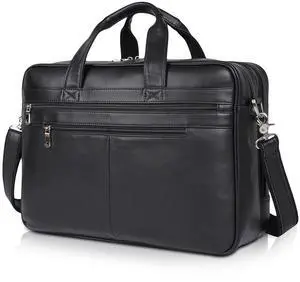 Polare 17'' Full Grain Leather Professional Briefcase Work Bag Business Case for Men Fits 15.6'' Laptop