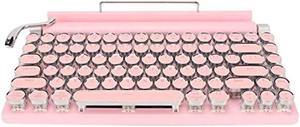 Typewriter Mechanical Keyboard, Retro Punk Gaming Keyboard, Blue Switch Bluetooth Mechanical Keyboard, 83 Keys for Computer Desktop PC(Pink)