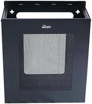 Tecmojo 4U Vertical Wall-Mount Rack Cabinet Enclosure, Low Profile, Wall Mountable Server Racks, Black