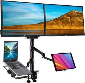 4 arm Height Adjustable Desk Bed Holder Mount Stand for 10 to 17 inch Laptop and Double Monitor(11-27 inc),Compatible with MacBook,Ipad Pro Ipad Air,IPad Mini, Tablets 9 to 13 inch (Black)