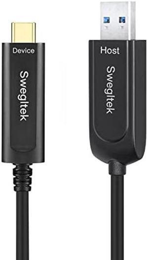 swegltek USB Cables Fiber Optical 3.1 A Male to C Male 10Gbps 15M Compatible with Industrial Camera,Machine Vision,Medical Security,Broad Casting Printer,Scanner,Touch Screen,Camera, Game Controller