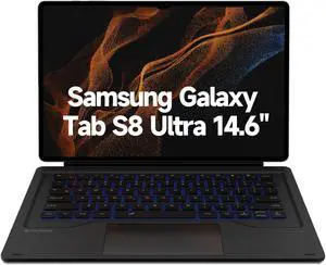 Dexnor Keyboard Case for Samsung Galaxy Tab S8 Ultra Keyboard 14.6 Inch Magnetic Detachable Book Cover Style Keyboard Multi-Touch Trackpad Backlit S Pen Holder-Black