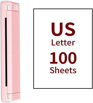 Phomemo M08F Portable Printer +100Sheets Thermal Printer Paper 8.5 x 11 Inch, Home, Business, M08F-Letter Bluetooth Compact Printer Compatible with Smartphone, Pink