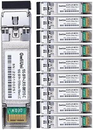 10Pcs Single Mode 10G SFP+ Fiber Module Network Transceiver, LR SM1310nm 10km, Duplex LC for Switch, Router, Firewall, Network Card, Media Converter etc
