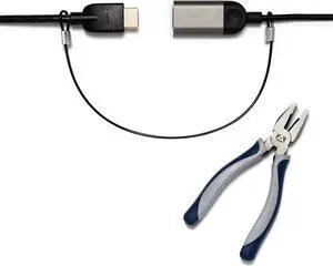 TetherTies Heavy Duty Cable Lock: A Tamper-Resistant, Pre-assembled Stainless Cable Tether Kit for Computers, Adapters & Dongles - Includes a Free Crimping Tool for Easy Installation (Black, 30 Pack)