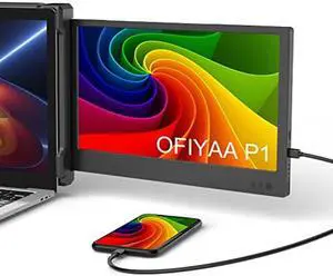 BQAA 12'' Portable Monitor for Laptop Screen Extender, FHD IPS Laptop Screen Extender with HDMI/Type-C/USB-A Plug and Play Laptop Monitor, Compatible with Windows, Mac, Linux, Switch, Android P1
