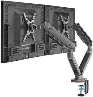AVLT Dual 27"-43" RGB Gaming Monitor Arm Desk Mount Built-in 20 Lighting Modes Touch Button Control Fits Flat/Curved/Ultrawide Monitor Height Swivel Tilt Rotation Adjustable Monitor Stand -Dark Gray