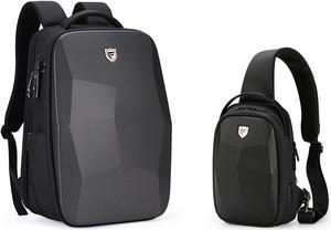 FENRUIEN 17.3 Inch Expandable Backpack, Hard Shell Sling Bag