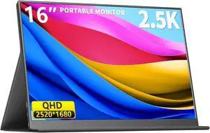 2.5K Portable Gaming Monitor, 16" 2520x1680 1500:1 IPS Laptop Monitor, Slim Lightweight USB C HDMI Computer Display, Gaming Screen with Speakers, Travel Monitor for Mac PC Phone PS4/5 Xbox Switch