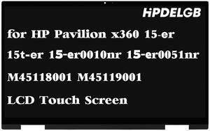 HPDELGB Replacement for HP Pavilion x360 15-er 15t-er 15-er0010nr 15-er0051nr 15-er0056cl 15-er0075nr 15-er0151nr M45118-001 M45119-001 1080P IPS LCD Touch Screen Display Assembly Bezel with Board